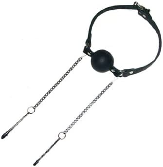 Dungeonware Locking Ball Gag with Nipple Clamps