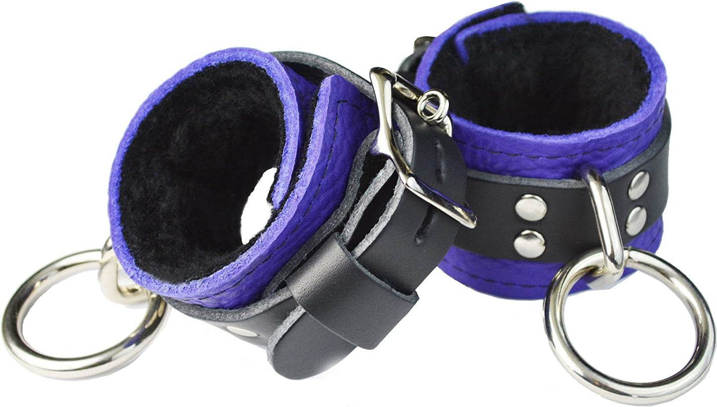 Purple Elite Wrist Restraints w/Loop & D, Lockiing Buckles