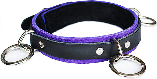 Slim Line D-ring Collar (Purple) Fur Lined