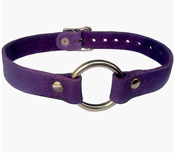 Purple Genuine Leather Ring Collar